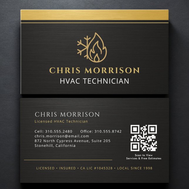 Tarjeta De Visita Técnico moderno de HVAC Código QR (Subido por el creador)