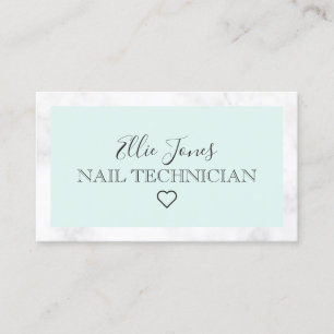 Tarjeta De Visita Técnico moderno de mármol blanco y uñas verde ment