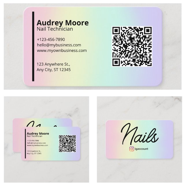 Tarjeta De Visita Técnico Profesional de Uñas (Professional Nail Technician Business Card
)