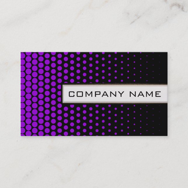 Tarjeta De Visita Tecno violeta puntos elegante negro moderno (Anverso)