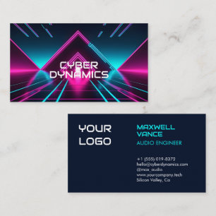 Tarjeta De Visita Tecnología cibernética futurista Dj de synthwave d