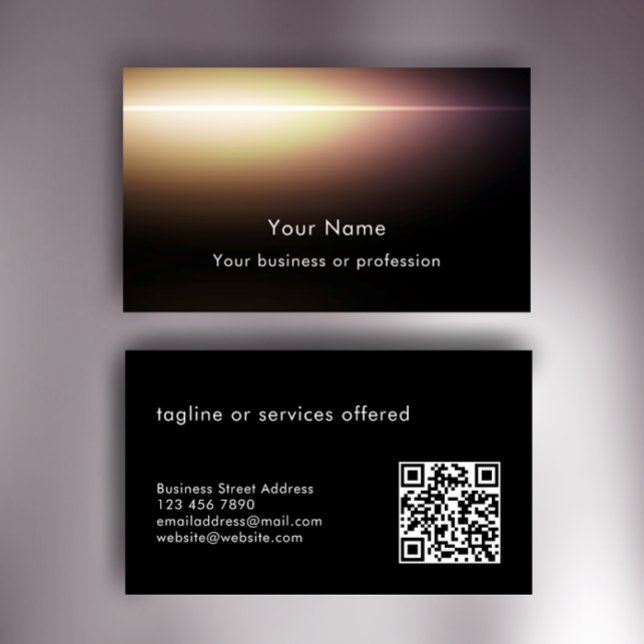 Tarjeta De Visita Tecnología de código QR de texto personalizado con (Customize this unique template for an eye-catching modern black QR code professional business card.
)