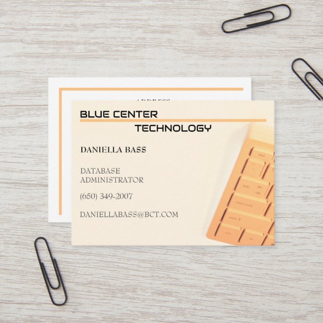 Tarjeta De Visita Tecnología de información de teclado naranja (Anverso/Reverso In Situ)