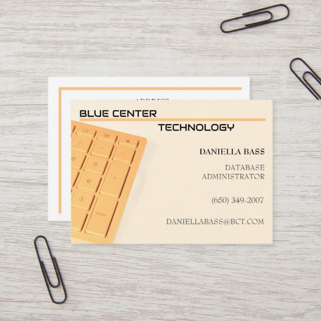 Tarjeta De Visita Tecnología de información de teclado naranja (Anverso/Reverso In Situ)