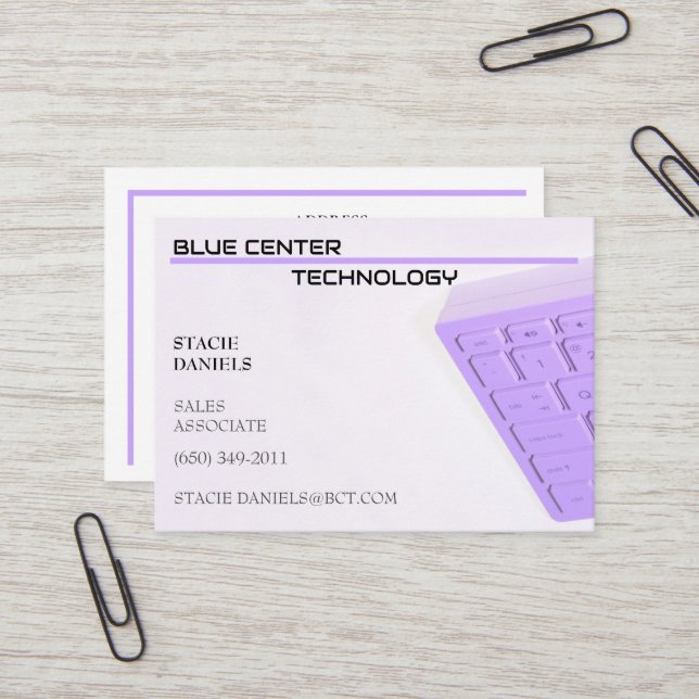 Tarjeta De Visita Tecnología de información de teclado púrpura (Anverso/Reverso In Situ)