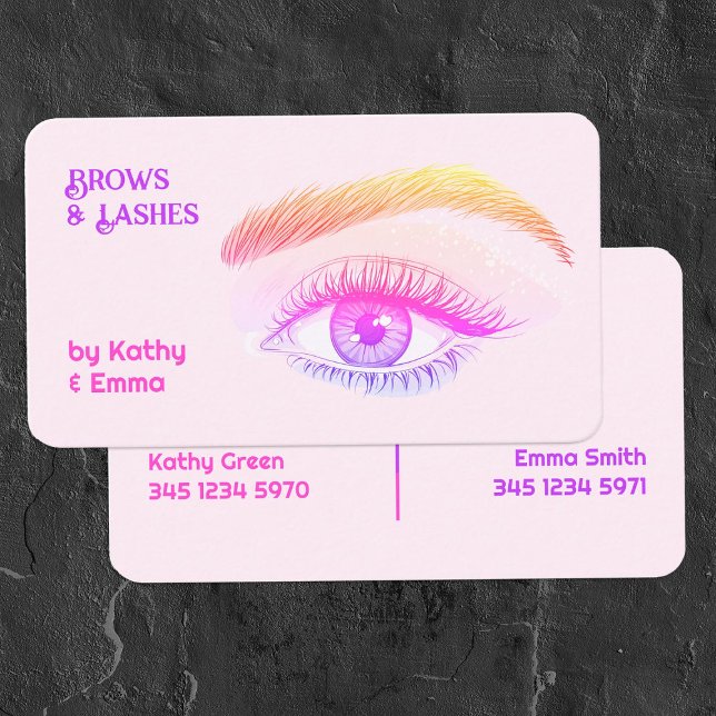 Tarjeta De Visita Tecnología de latidos de dos nombres (Two Names Brows Lashes Tech Business Cards)