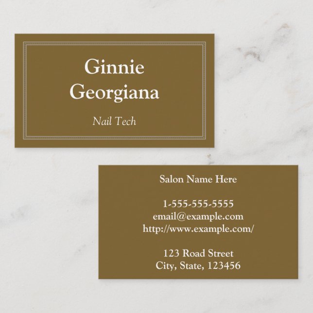 Tarjeta De Visita Tecnología de Nail simple y Personalizable (Anverso / Reverso)