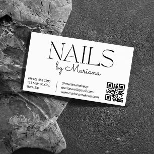Tarjeta De Visita tecnología de uñas de código qr minimalista elegan