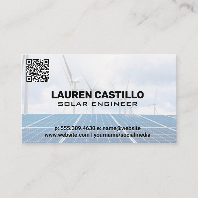 Tarjeta De Visita Tecnología eólica solar | Energía eléctrica (Anverso)