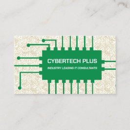 Tarjeta De Visita Tecnología informática Green Computer Chip and Cir