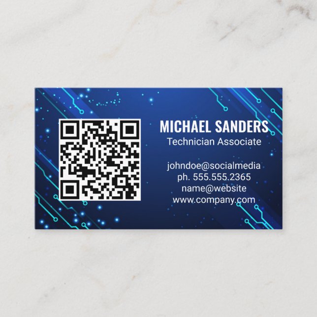 Tarjeta De Visita Tecnología moderna | Nodos de equipo azul (Anverso)
