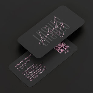 Tarjeta De Visita Tecnólogo de maquillaje de pestañas rosadas estéti