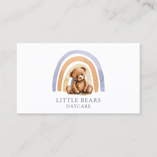 Tarjeta De Visita Teddy Bear Rainbow Chilcare Daycare (Anverso)