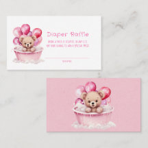 Teddy Bear Tub rosa y Chica de globos Diaper Raffl