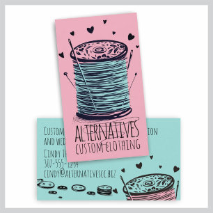 Tarjeta De Visita Tejido de coser de rosca de garganta