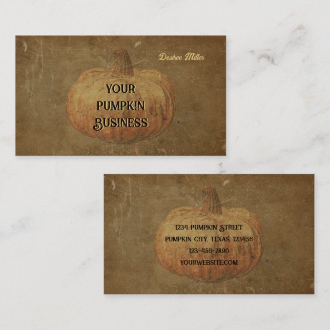 Tarjeta De Visita Tejido de otoño del Naranja antiguo de calabaza (Anverso / Reverso)