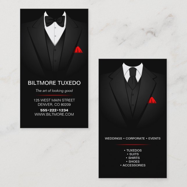 Tarjeta De Visita Tejido De Tuxedo Mens Ropa Moderna Limpia