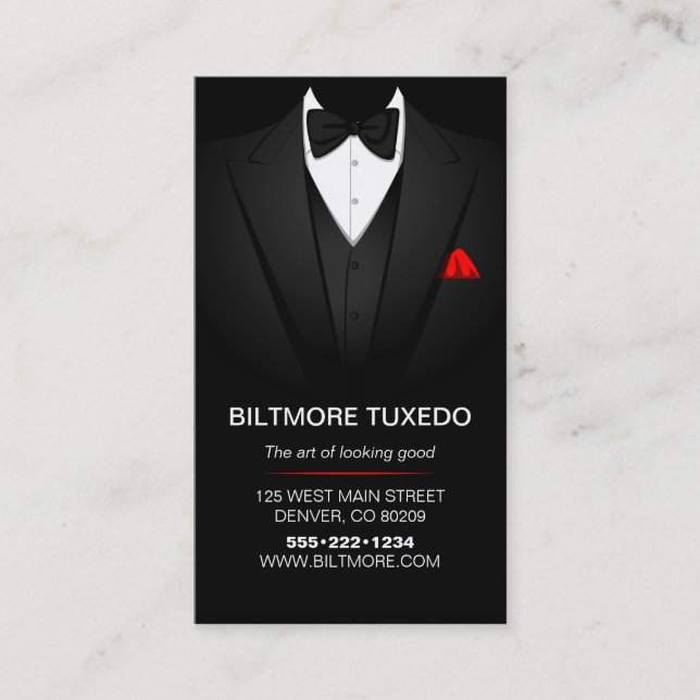 Tarjeta De Visita Tejido De Tuxedo Mens Ropa Moderna Limpia (Anverso)