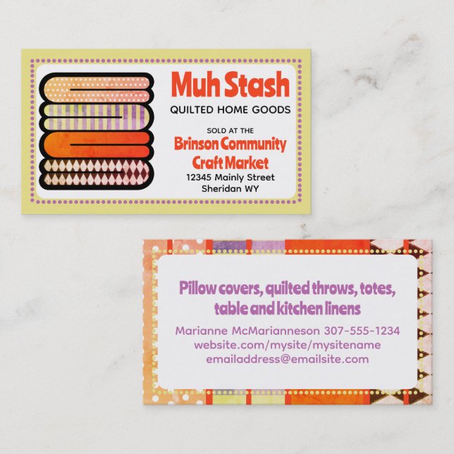 Tarjeta De Visita Tejidos de tejido de costura de costura de costura (Anverso / Reverso)