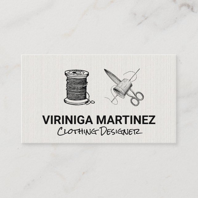 Tarjeta De Visita Tejidos de tela de hilo y tallas (Anverso)