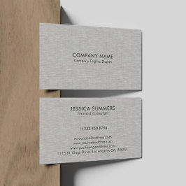 Tarjeta De Visita Tela de textura de lino gris claro