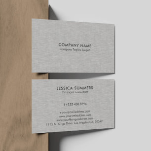 Tarjeta De Visita Tela de textura de lino gris claro