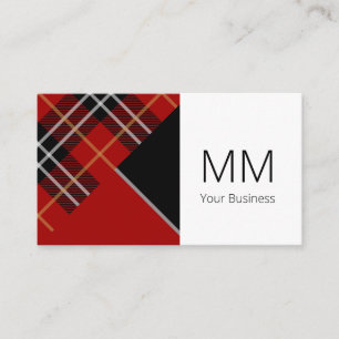 Tarjeta De Visita Tela escocesa de tartán roja geométrica moderna