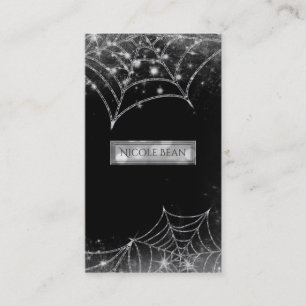 Tarjeta De Visita Telarañas Brillantes Glam Oscuro Halloween Gótico