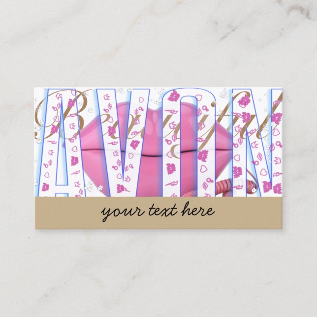 Tarjeta De Visita Teléfono con labios rosas Avon (Anverso)