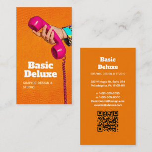 Tarjeta De Visita Teléfono Naranja Vintage Arte Pop Retro