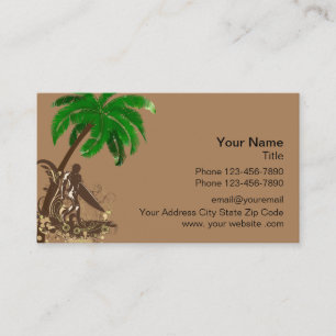 Tarjeta De Visita Tema Botánico de Surf Hawaiano