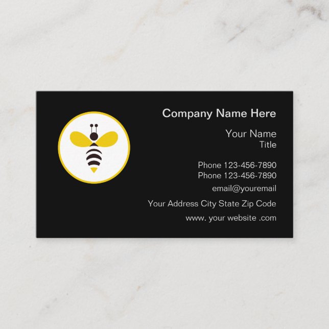 Tarjeta De Visita Tema de Abeja simple (Anverso)