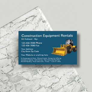 Tarjeta De Visita Tema de Alquiler de Equipos de Construcción