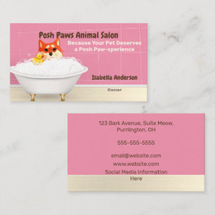 Tarjeta De Visita Tema de Baño de Shiba para Spa de Mascotas