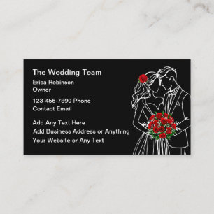 Tarjeta De Visita Tema de Boda Novia Novio Flores