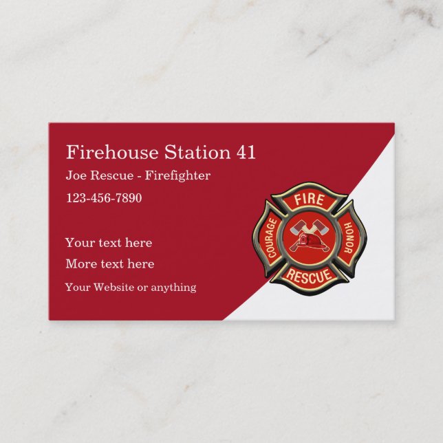 Tarjeta De Visita Tema de bombero de cuartel de bomberos moderno (Anverso)