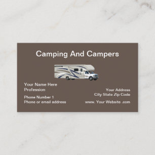 Tarjeta De Visita Tema de Camping Campgrounds Camper
