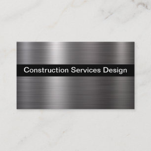 Tarjeta De Visita Tema de construcción con aspecto metálico plateado