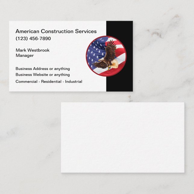 Tarjeta De Visita Tema de construcción de Estados Unidos (Anverso / Reverso)