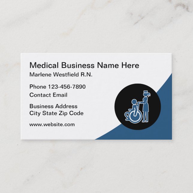 Tarjeta De Visita Tema de Enfermería de salud médica para discapacit (Anverso)