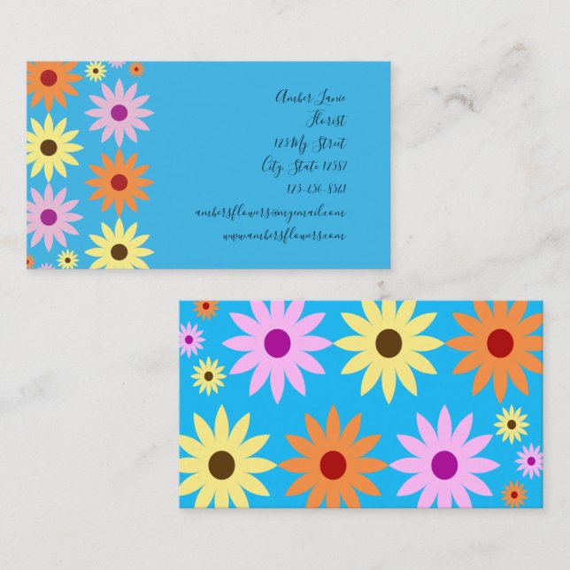 Tarjeta De Visita Tema de flores de primavera (Anverso / Reverso)