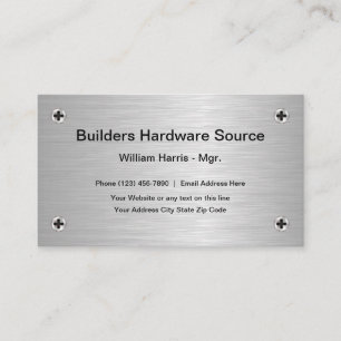 Tarjeta De Visita Tema de Hardware Metálico Plateado