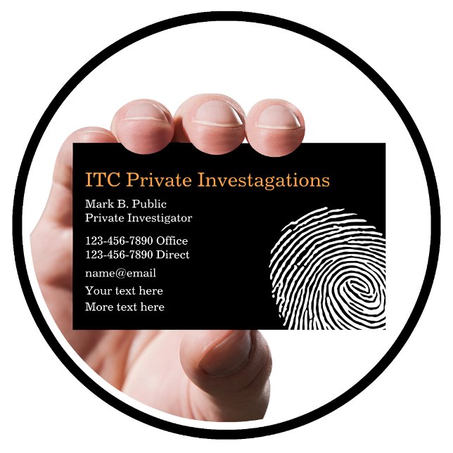 Tarjeta De Visita Tema de huella digital del investigador privado (Private Investigator)