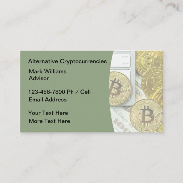 Tarjeta De Visita Tema de inversión de Bitcoin Cryptocurrency (Anverso)