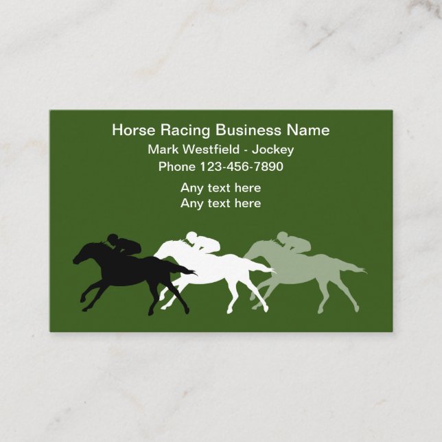 Tarjeta De Visita Tema de jockey sobre Carreras de caballos deportiv (Anverso)