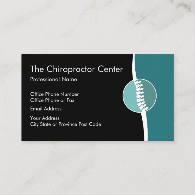 Tarjeta De Visita Tema de la espina dorsal del Chiropractor (Anverso)