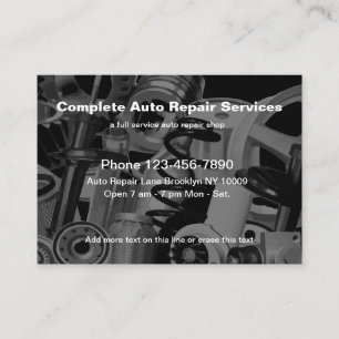 Tarjeta De Visita Tema de las piezas de automóvil de los servicios