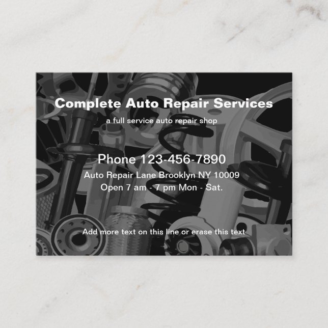 Tarjeta De Visita Tema de las piezas de automóvil de los servicios (Anverso)
