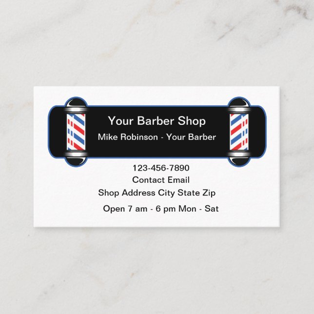 Tarjeta De Visita Tema de luces de barbería moderna (Anverso)