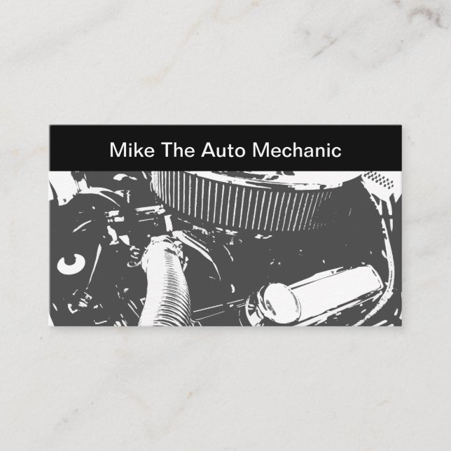 Tarjeta De Visita Tema de Mecánico de Autos (Anverso)